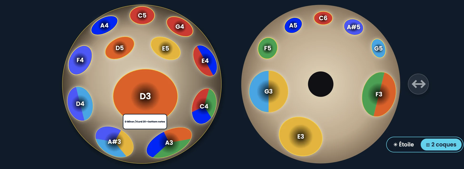 Deux handpans qui n'en font qu'un : le mode Hybride