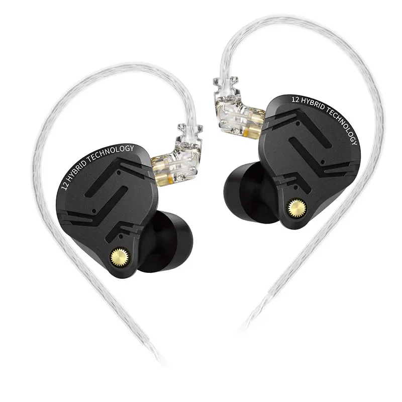 Intras KZ ZS12 Pro X, coques métalliques noires et câble argenté